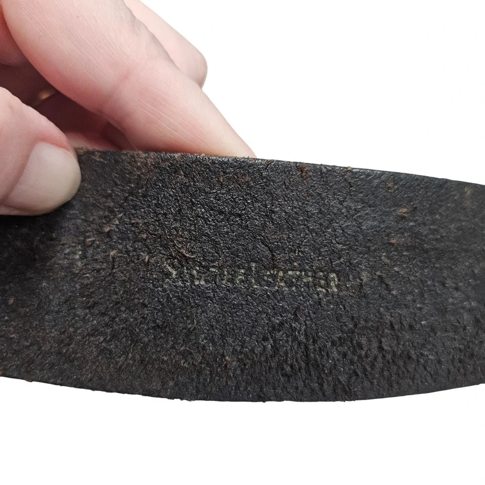Saddle Leather Belt‎ 38 Black Cracked Distressed Texture Rugged Western Biker